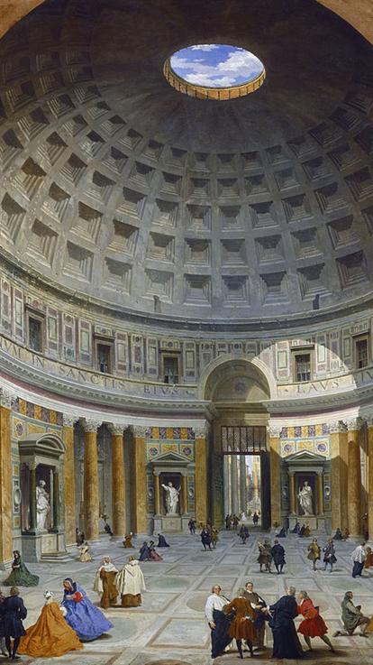 Schilderij van het Pantheon in Rome uit de Verlichting