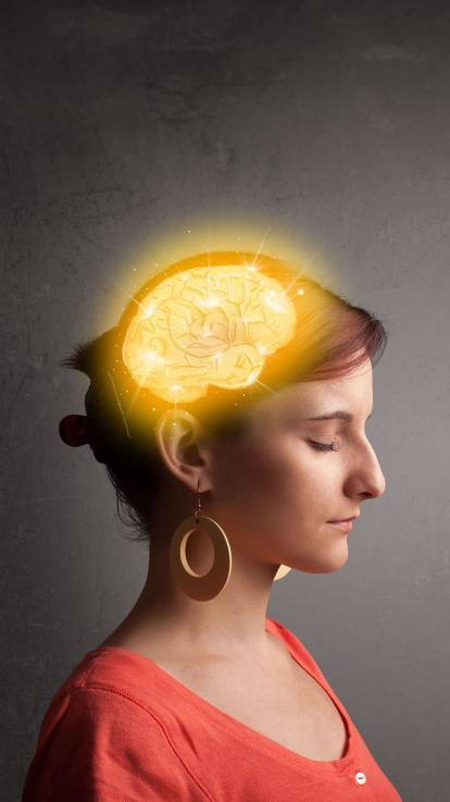 Vrouw met lichtgevende hersenen-autisme