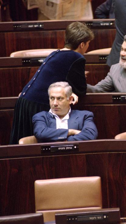 Netanyahu als leider van de conservatieve Likoed partij, in 1993