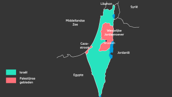 een kaart van Israël en de Palestijnse gebieden