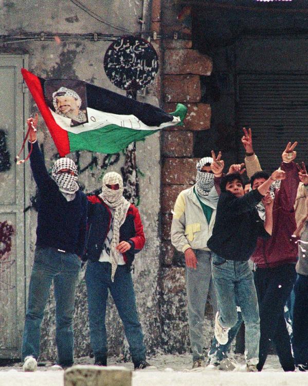 Palestijnen protesteren op de Westelijke Jordaanoever