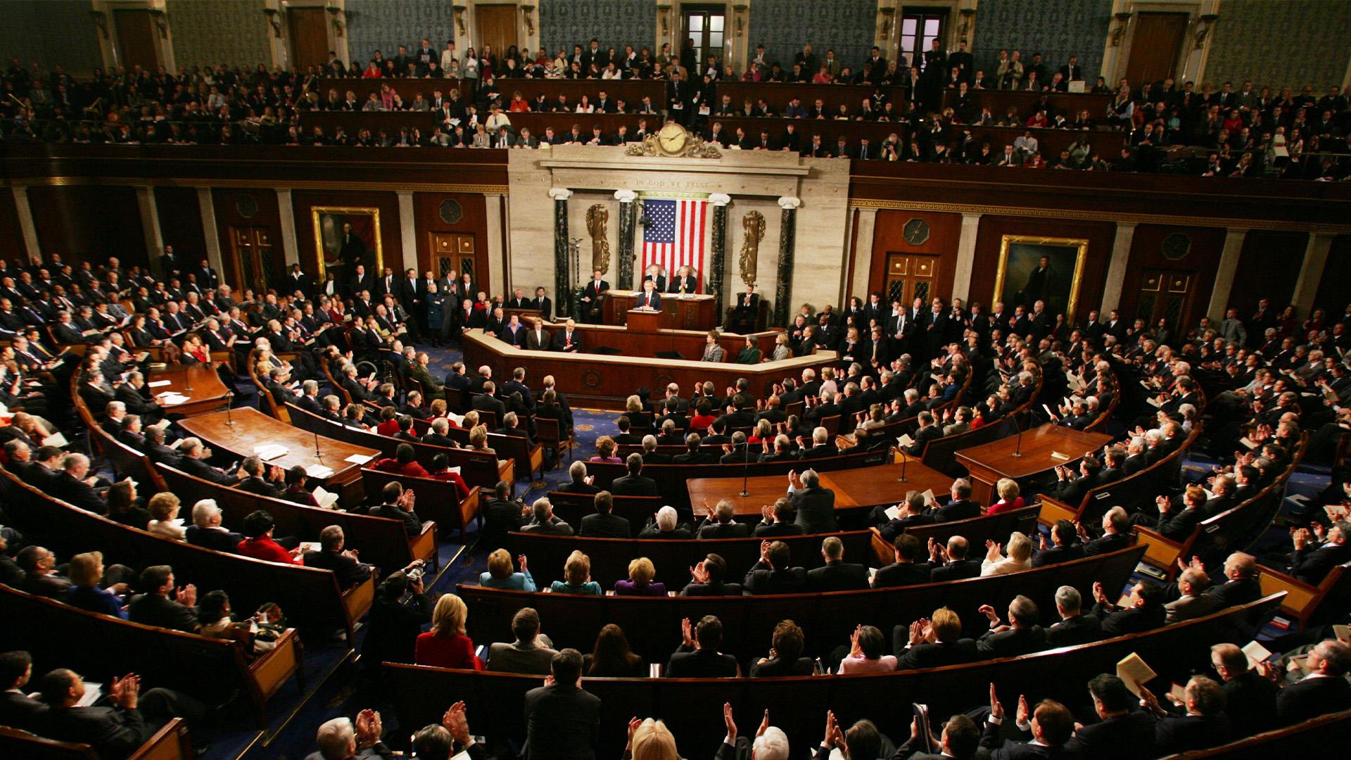 Een toespraak van de Amerikaanse president in het Huis van Afgevaardigden 