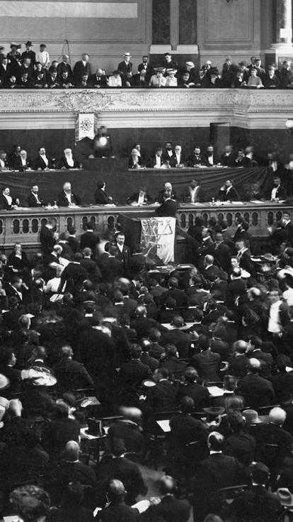 zwart-witfoto van het eerste Zionistische Wereldcongres 