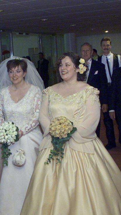 drie van de vier koppels die als eerste homostellen mogen trouwen