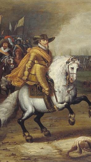 Schilderij van Maurits van Oranje bij de Slag bij Nieuwpoort in 1600