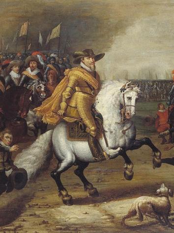 Schilderij van Maurits van Oranje bij de Slag bij Nieuwpoort in 1600
