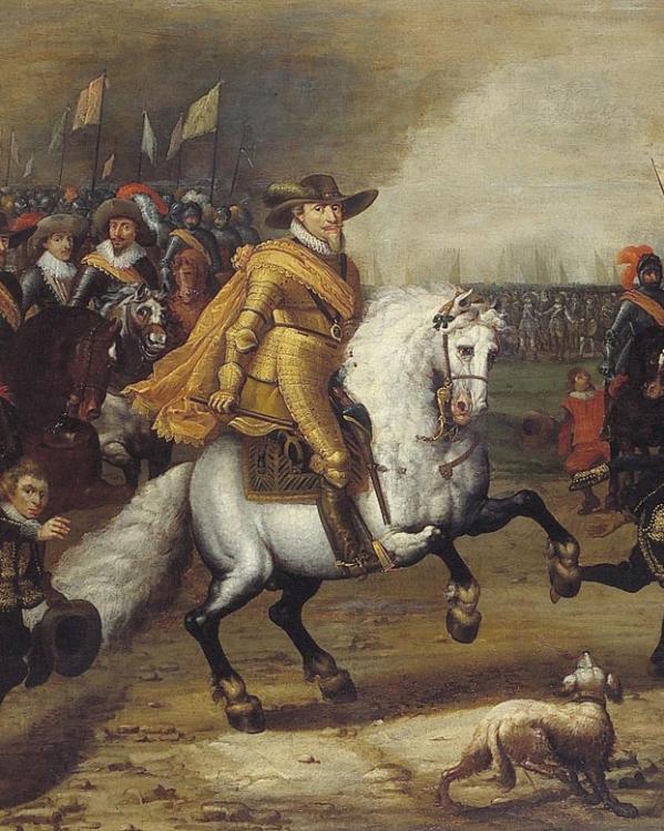Schilderij van Maurits van Oranje bij de Slag bij Nieuwpoort in 1600