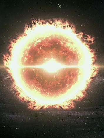 André Kuipers naast een weergave van de zon