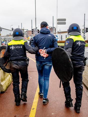 de politie arresteert iemand