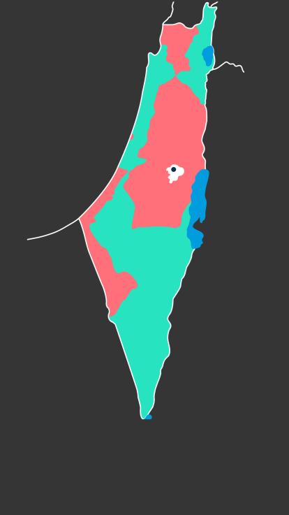 Kaart van de verdeling van Israël en Palestina in 1947