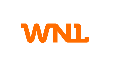 het logo van omroep WNL: WNL in feloranje letters