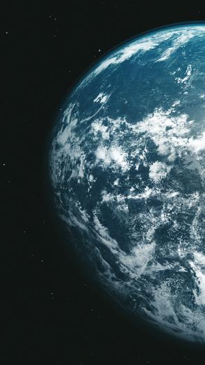 Onze planeet vanuit de ruimte ziet er blauw uit.