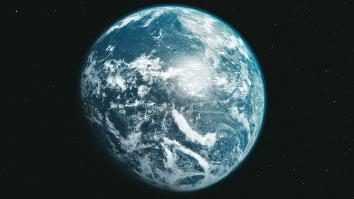 Onze planeet vanuit de ruimte ziet er blauw uit.