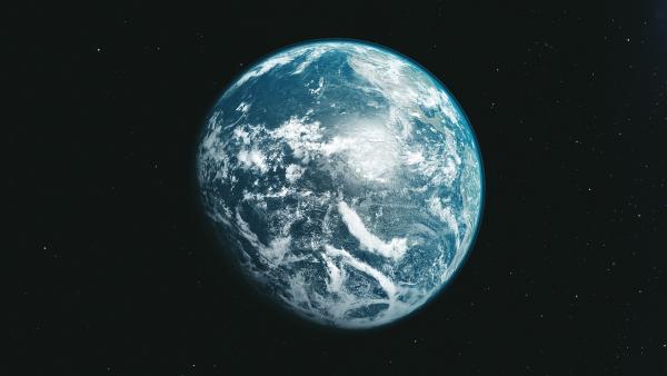 Onze planeet vanuit de ruimte ziet er blauw uit.