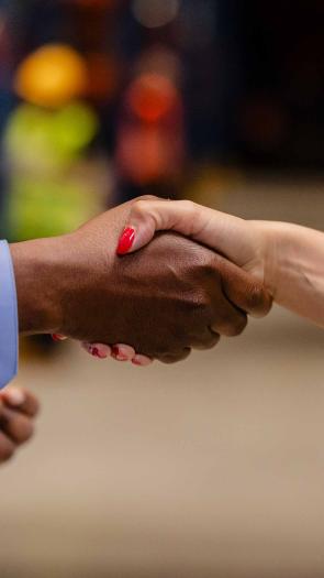 Twee handen schudden elkaar.