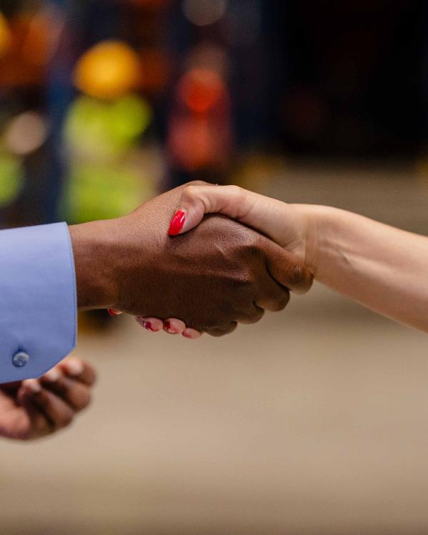 Twee handen schudden elkaar.