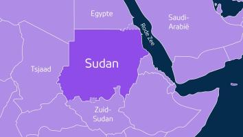 Kaart Sudan met ligging en buurlanden 