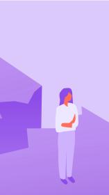 Een illustratie van twee personen die beide aan één kant van een breuk in de grond staan, de een verdrietig, de ander boos