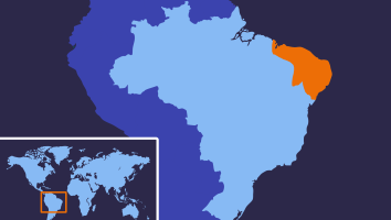 Kaart van het gebied Nieuw Holland op de kaart van Brazilië aangegeven